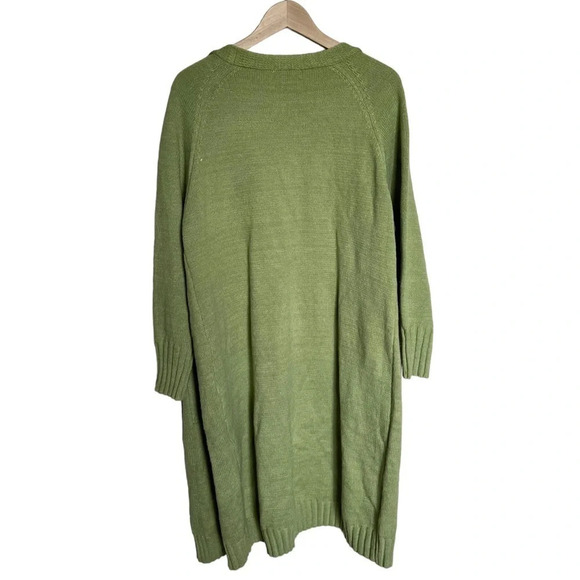 Sheilay • Green Long Open Front Cardigan - Picture 2 of 5